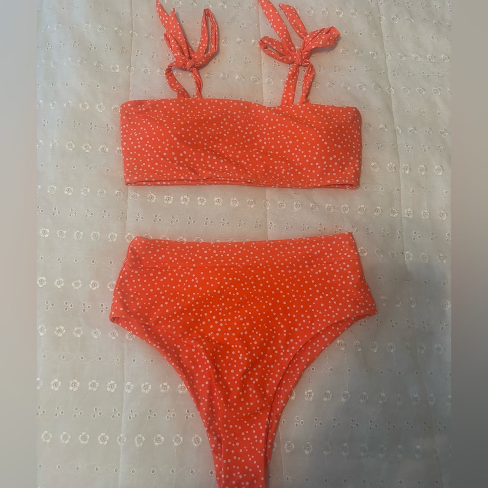 SHEIN Orange Polka Dot Swimwear
